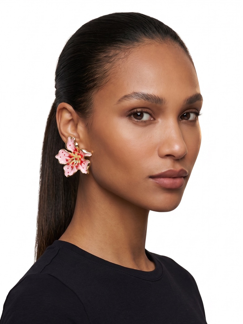 Pink Floral Statement Earrings - Women's Jewelry